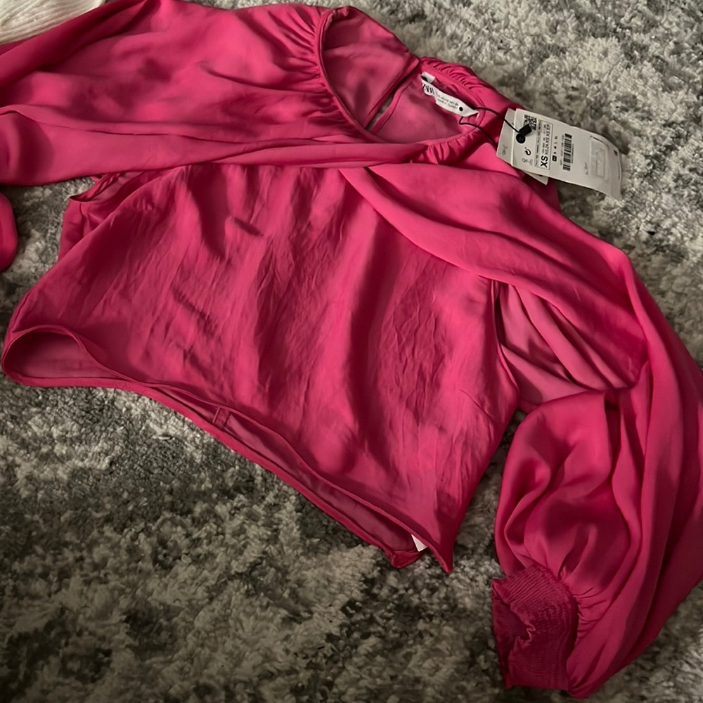 ZARA puffy sleeve crop top